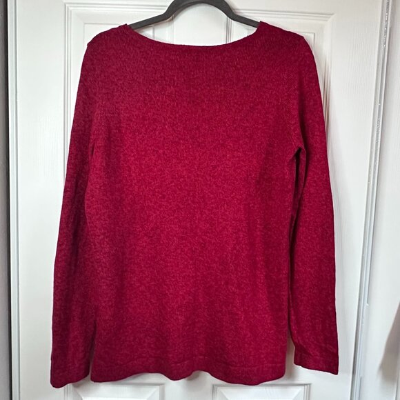 Old Navy Women's Large Red Marled Knit Classic Crew Neck Long Sleeve Sweater - Picture 2 of 5